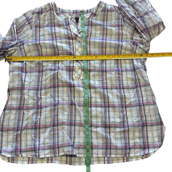 NWT!! Talbots Loose Fit Sheer Plus Size Plaid Blouse - Picture 3 of 6